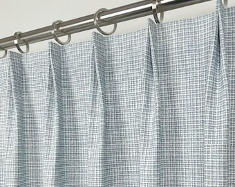 2-Pleated Curtains Panels- Windswept Mist Color, Blackout Cotton Lining Option-Green Pink Drapes-Custom Orders-Nursery