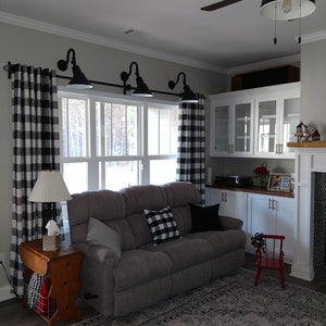 Black and White Buffalo Check Curtains  - Black Plaid Check - Black Gingham Drapes - Plaid Drapery - Farmhouse - Grommets 63 84 96 108 120