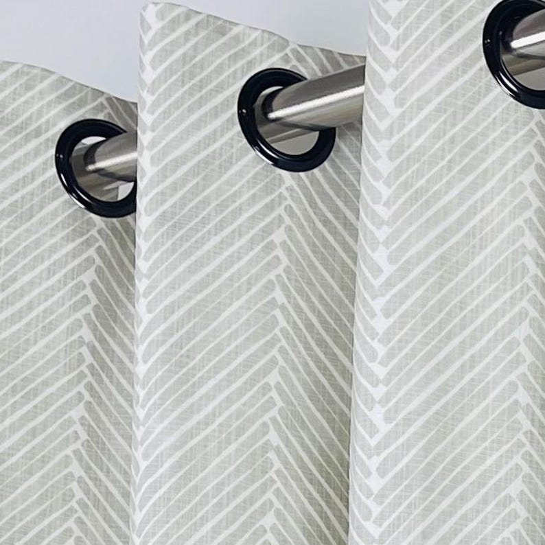 LindezaDesigns Herringbone Slub Cotton Curtain Panel - Thumbnail 2