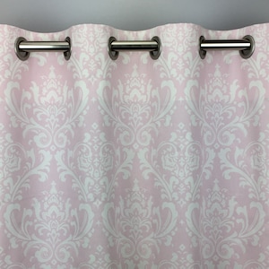 Light Sage Green Damask Curtains 63 84 96 108 120 Light Green and White Curtains Cecilia Artichoke Rod-Pocket Curtains FREE SHIPPING