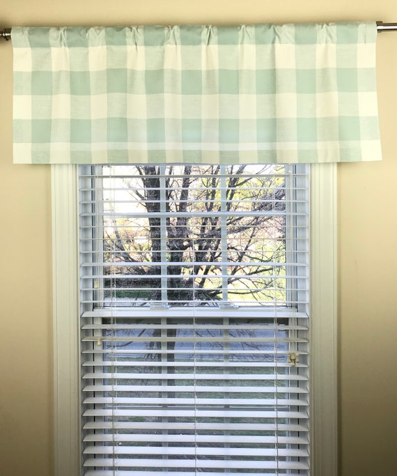 Light Blue And White Buffalo Check Valance Snowy Window Etsy
