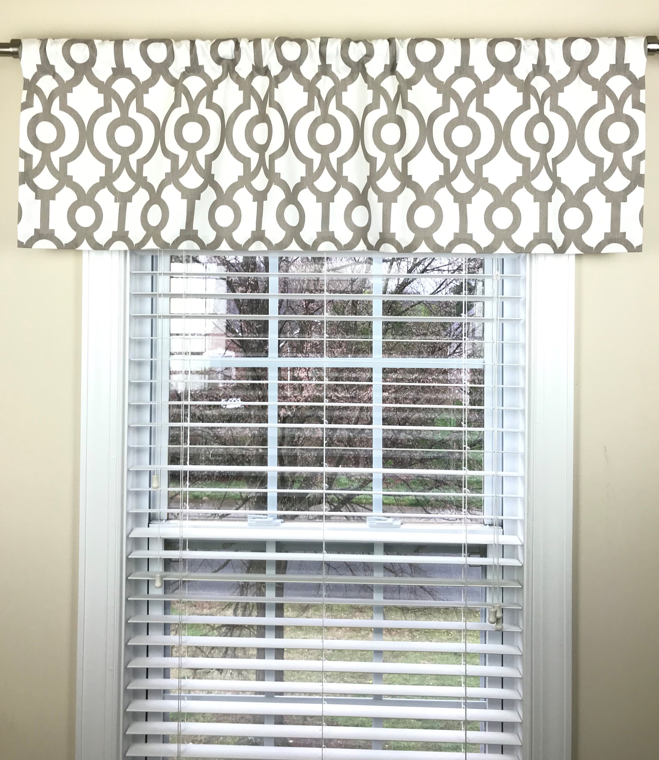 Dark Beige Valance Taupe Quatrefoil Window Valance 50 x Etsy