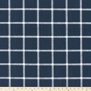 Rod-Pocket Curtains - Abbot Italian Denim Slub -Plaid Blue and White Curtains  Farmhouse Curtain -Rod-Pocket Blackout Curtains Custom Size