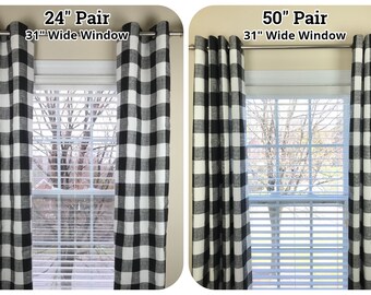 JAIJY Buffalo Check Plaid Roman Valance - 1 Panel, 45" X 63", Black & White Gingham Farmhouse Window Treatment - View #10