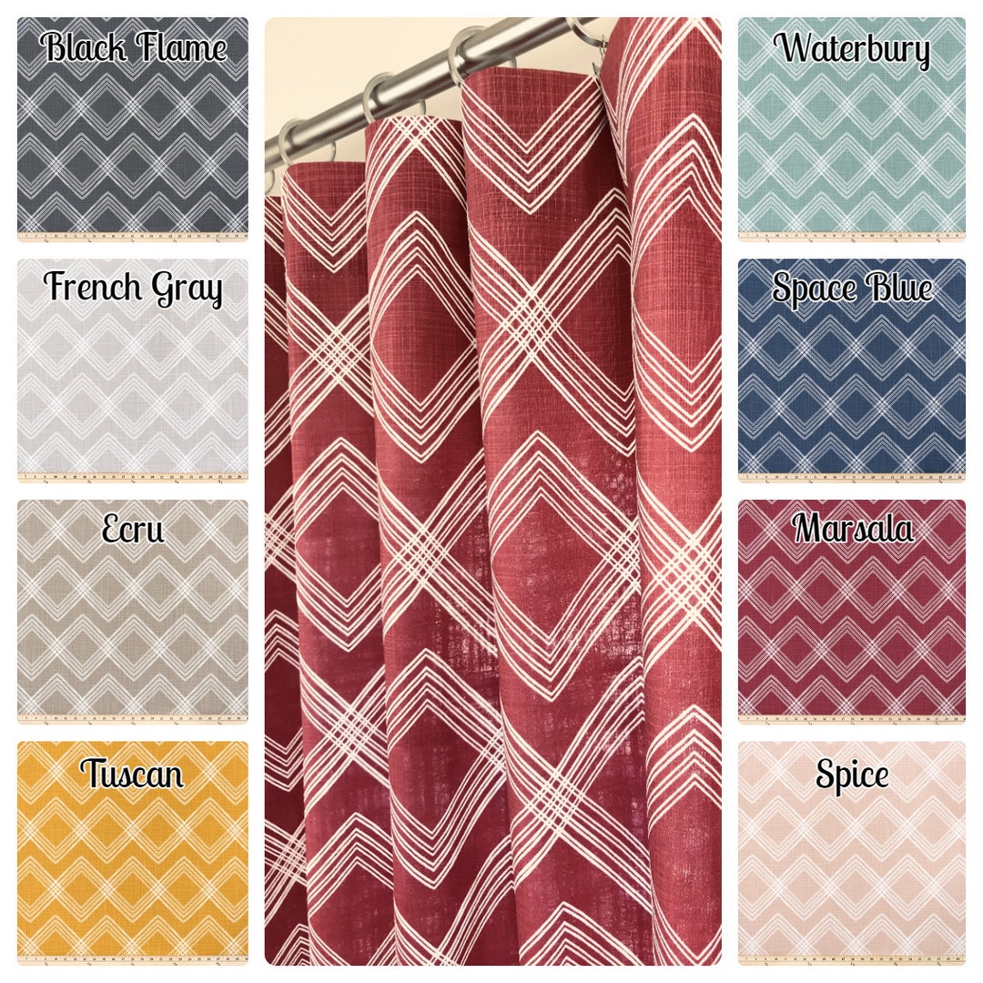 Chevron Slub Rodpocket Curtains Zig Zag Curtains Multicolor Black Gray