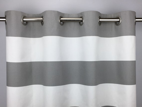Gray And White Horizontal Striped Curtains Free Shipping Etsy