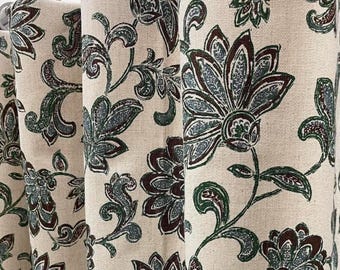2 Panels- Grove Fir Florence- Rod-Pocket Curtains- Custom Size- Blackout-Cotton Lining- Floral Multi Colors