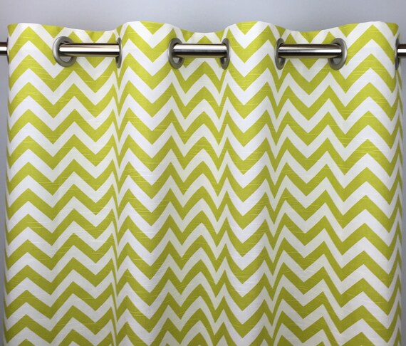 Lime Green Chevron Grommet Curtains Free Shipping Pale Etsy