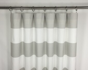 French Gray Striped Curtains – Cabana Rod-Pocket Panels