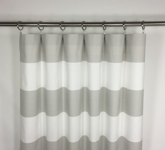 gray and white horizontal stripe curtains