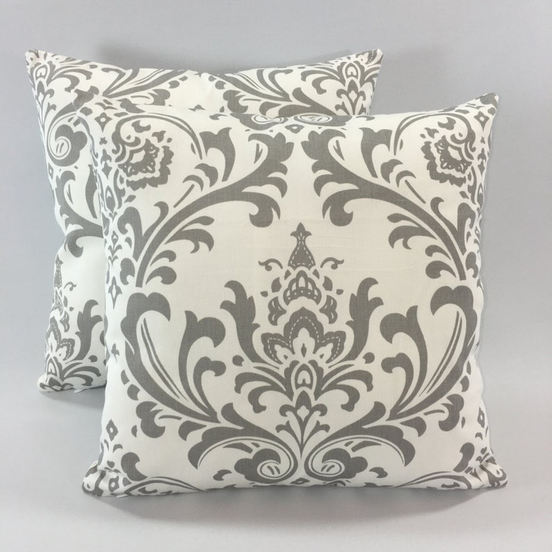 Grey Damask Pillow Cover Traditions Storm Grey Print Etsy