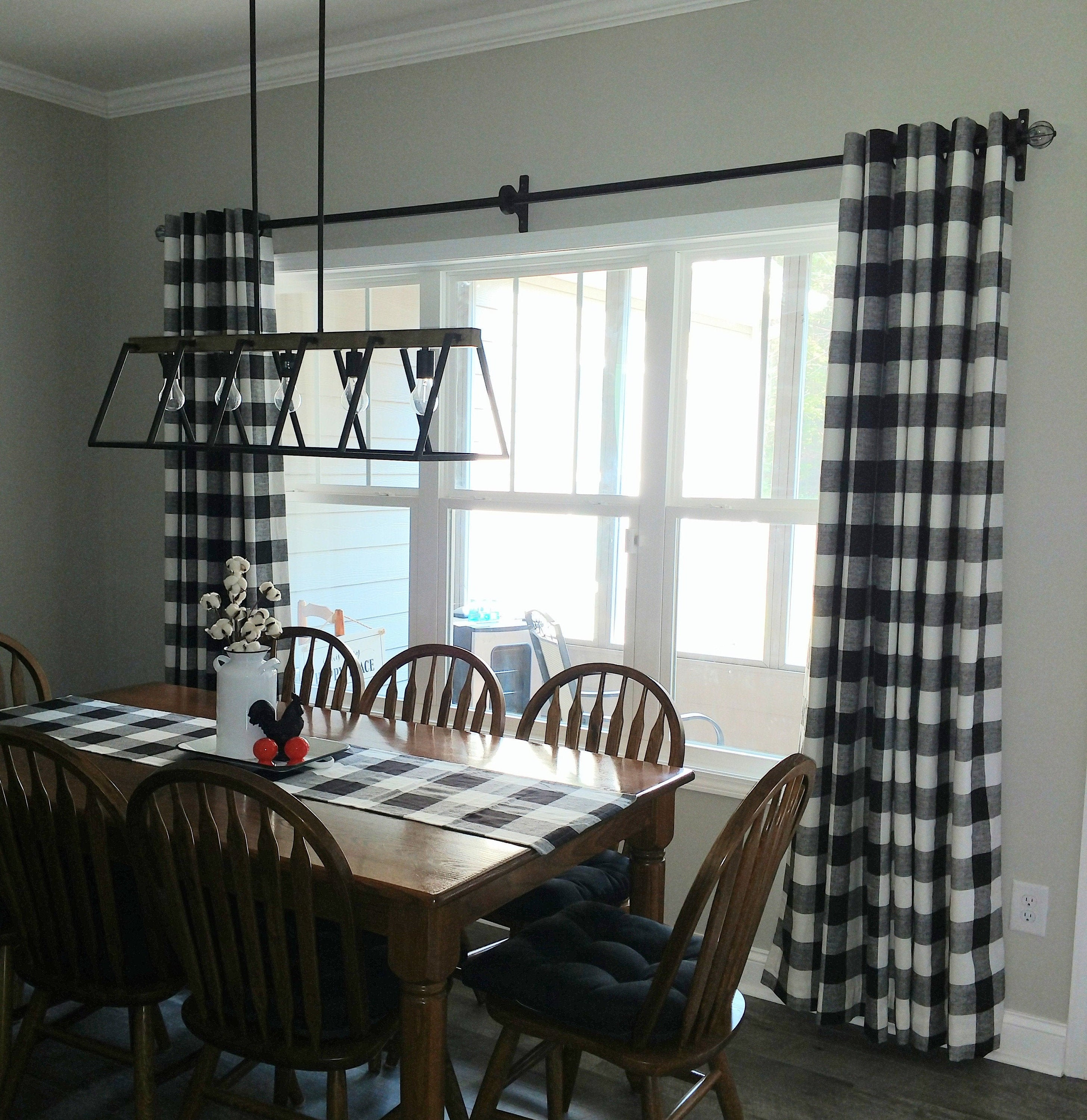 Black and White Buffalo Check Curtains Black Plaid Check Black Gingham Drapes Plaid Drapery Farmhouse Grommets 63 84 96 108 120 Etsy UK