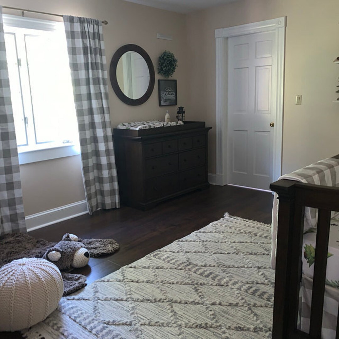 Beige Buffalo Check Curtains - Ecru Plaid Check - Sand Gingham Drapes ...