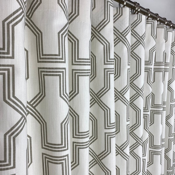 Trellis Curtains - Pewter Geometric Curtains - Art Deco - Lattice Drapes - Rod-Pocket - Scott Living Anders - 63 84 96 108 120