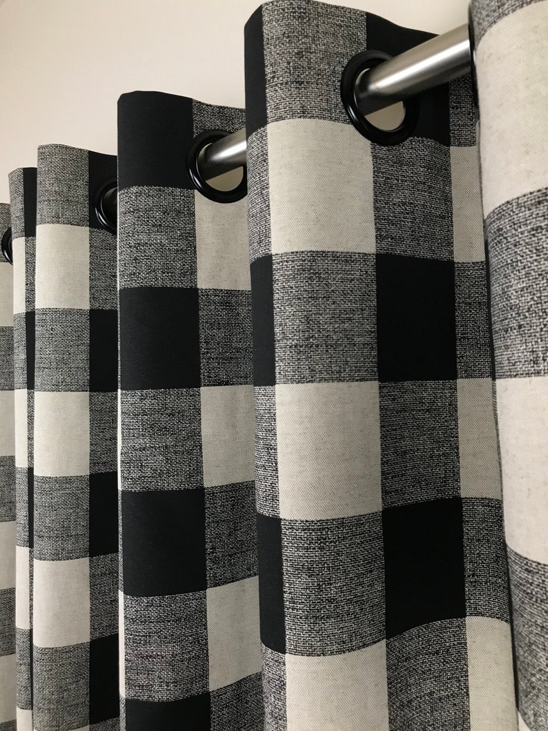 Black and Tan Buffalo Check Curtains Buffalo Plaid Black Etsy
