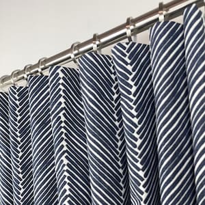 Rod-Pocket Curtains - Herringbone Curtains  Navy Blue Curtains - Blackout -Cotton Lining - Rod-Pocket Bedroom Panels Custom Size 5 Colors