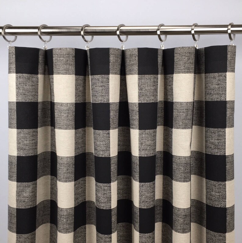Black Tan Buffalo Check Curtains Free Plaid Black Tan Buffalo Check Curtains Free Plaid Gingham Ds Dry Rod Pocket 96 108 120