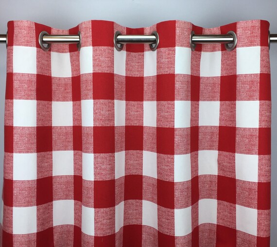 Red Buffalo Check Grommet Curtains Red Plaid Check Red Etsy