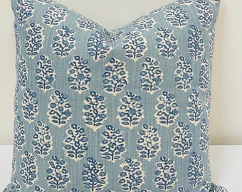 Perry Stonewash Pillow Cover- Decorative- Blue- Green- Lumbar Accent Pillow Covers- Hidden zipper