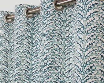 2 Panels-Spencer Blue Springs- Grommet Curtains-Blackout-Cotton Lining-Custom Sizing 63 84 96 108 120