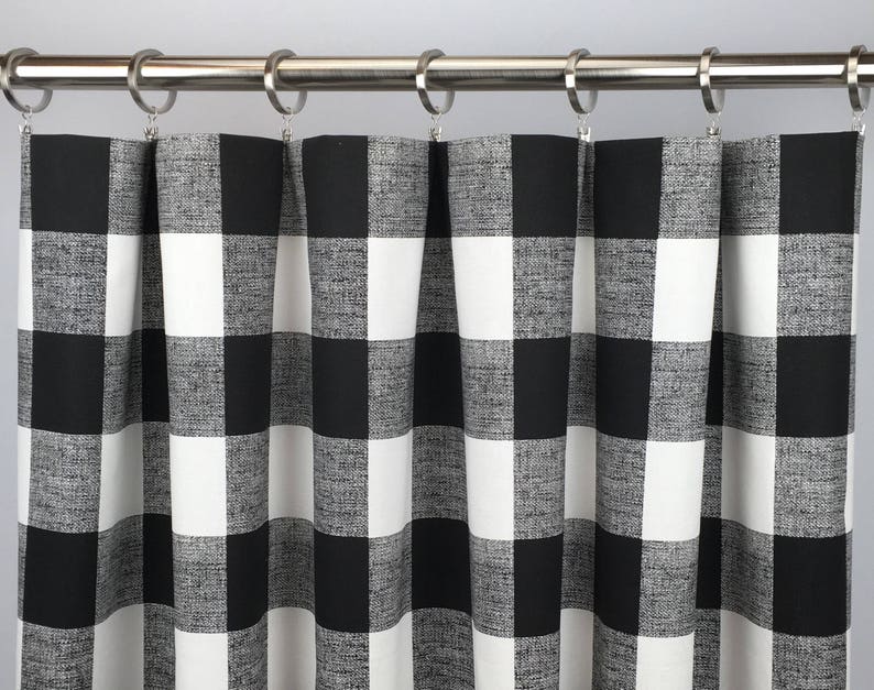 Black Buffalo Check Curtains Free Shipping Plaid Check Etsy