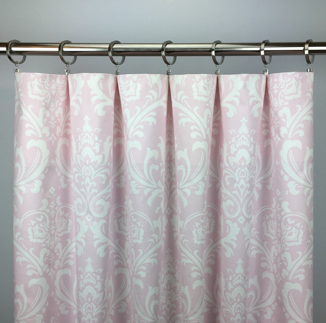 Pink Damask Curtains FREE SHIPPING Light Pink and White Etsy