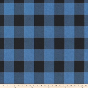 Black and Blue Buffalo Check Curtains -  Cobalt Blue Gingham Drapes - Blue Check Curtains - Buffalo Plaid - Rod-Pocket - 63 84 96 108 120