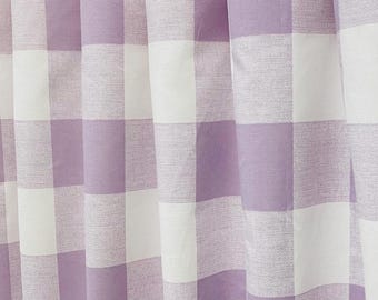 Orchid Buffalo Check Cotton Curtains – Light Purple Gingham, Grommet Top