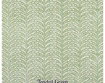 Green Tendril Linen Pinch Pleat Curtains - Blackout Option, 2 Panels