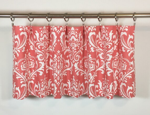 Coral Damask Valance Window Valance 50x16 Unlined Etsy