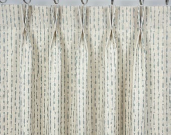 26-32-36" Pinch Pleat Curtains-Double French-Euro Pleat-Blue-Green-Clay-Custom Size-Blackout-Cotton Lining Option-7 Colors