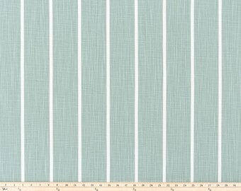 Pale Turquoise Striped Slub Grommet Curtains - FREE SHIPPING - Windridge Waterbury Slub Curtains - Striped Curtains - 63 84 96 108 120