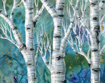 5x7in. Original Painting, Birch Tree Art by Jasmine Star