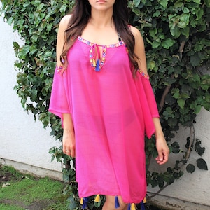 Floral Pink boho beach cover up, caftan, handmade,resort wear, beach wear,swimsuit coverup, Beach coverups, tunic, bohemian chic, kaftan