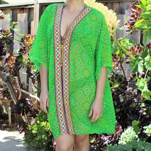 green beach coverup, Boho Kaftan, beach cover up, caftan, handmade, beach wear,resort wear,swimsuit coverup, Beach coverups, Kaftans