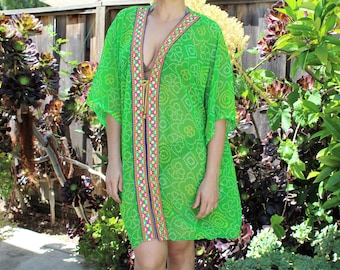 green beach coverup, Boho Kaftan, beach cover up, caftan, handmade, beach wear,resort wear,swimsuit coverup, Beach coverups, Kaftans