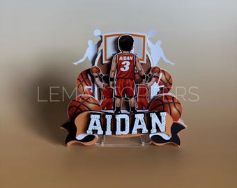 Custom Basketball Cake Topper | Personalized Name Number Sports Birthday Decoration