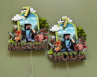Custom Gamer Cake Topper | Level Up Birthday Topper | Video Controller Party Decor | Mine Block Cake Topper | Fort Game Cake Topper