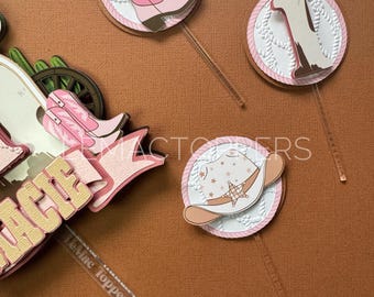 Rodeo Cupcake Toppers | Cowgirl Party Decorations | Western Birthday Cupcake Picks | Pink Cowgirl Boots and Hat | My 1st Rodeo Cake topper
