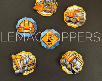 Construction Cupcake Toppers – Dump Trucks, Diggers & More | Boys Birthday Party Decor | Digger cake topper | Builder cake topper |