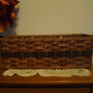 Bathroom Basket Organizer made in MIchigan. This basket is made in the Troyer Basket Shop.