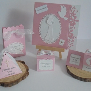 Invitation, Boîtes à dragées et Marque-Place pour une Communion