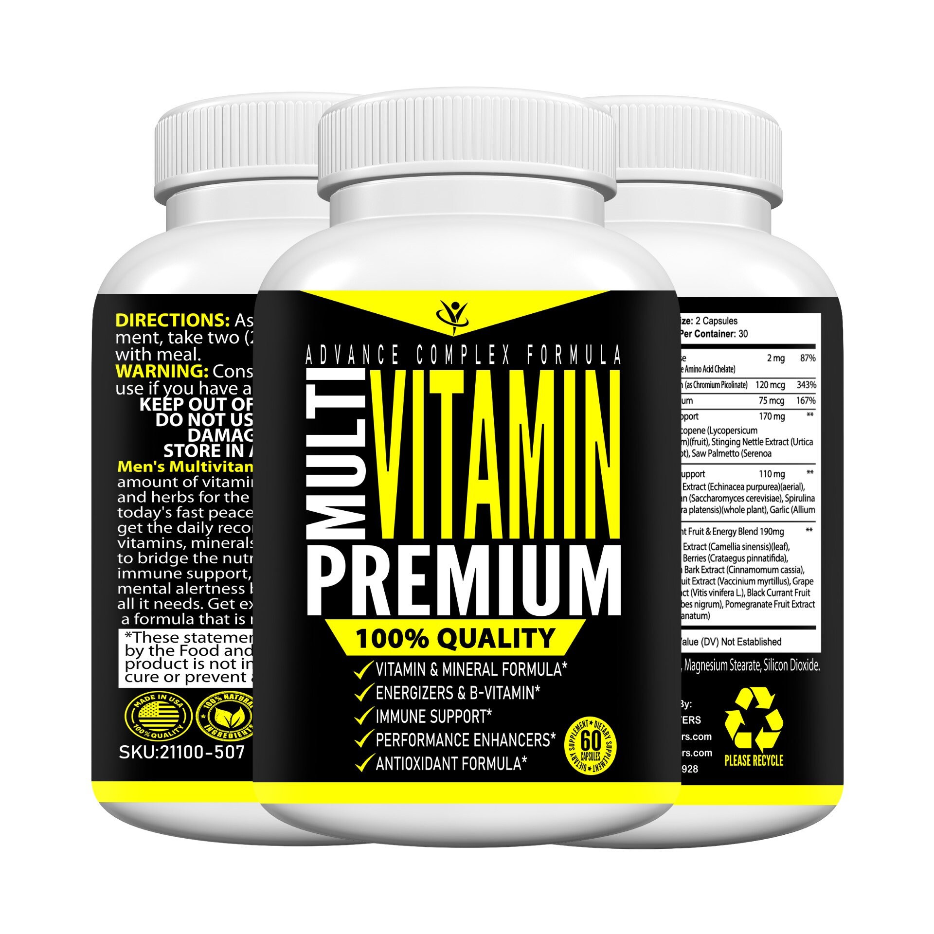 Complete Multivitamin Dietary Supplement Made In USA 60 Etsy.de