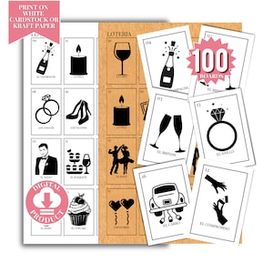 Despedida De Soltera Loteria Juegos 100 Tableros - Juegos Para Boda - Bridal Shower Games In Spanish - Ideas Para Despedida De Soltera Mixta