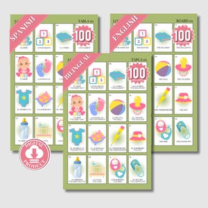 Baby Shower Loteria 100 Cards Spanish-English/Loteria Cards / Mexican Baby Shower / Baby Loteria / juegos baby shower / juegos español