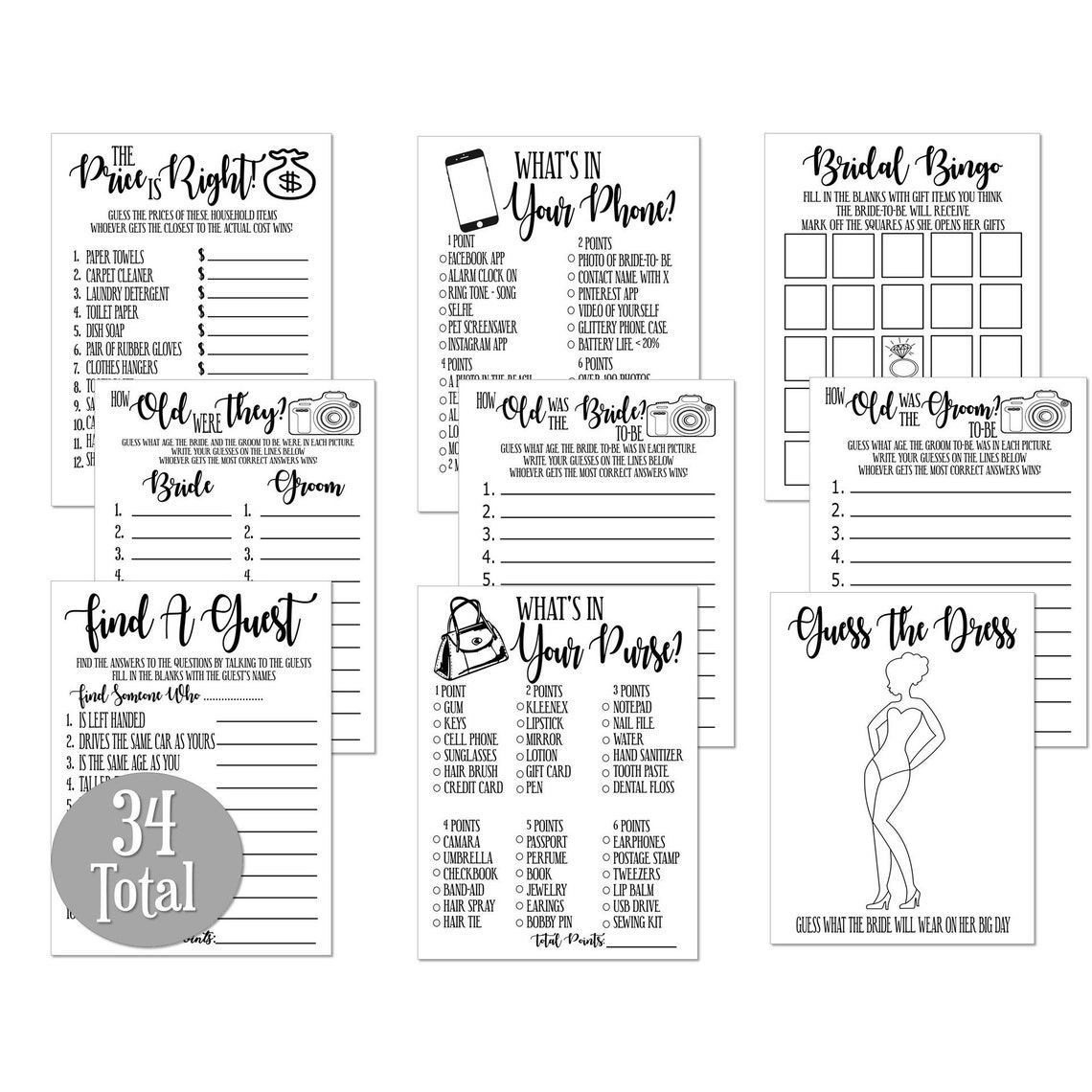 Bridal Shower Games Bachelorette Party Bachelor Party - Etsy