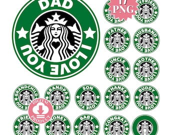 18 PNG Pakiet Starbucks Inspirowane Prezenty Urodzinowe Na Dzień Ojca Kartki Z Pozdrowieniami Dla Ojca Dziadka Syna Przyjaciela