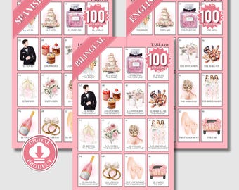 Despedida De Soltera Loteria Juegos 100 Tableros - Juegos Para Boda - Bridal Shower Games In Spanish - Ideas Para Despedida De Soltera Mixta