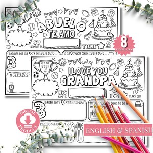 Happy Birthday Grandpa Coloring Page | Printable All About Grandfather Fill In Template | Papa Birthday Gift Card | Grandad’s Kids Activity