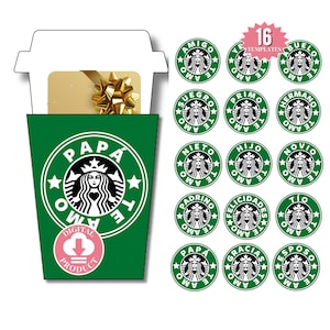 16 Templates Bundle Dia Del Padre Starbucks Bundle - Tarjetas Del Dia Del Padre - Regalos De Cumpleanos Taza - Father's Day Gift Card Holder
